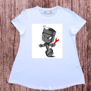 Remeras evase dibujo digital pistones animados.